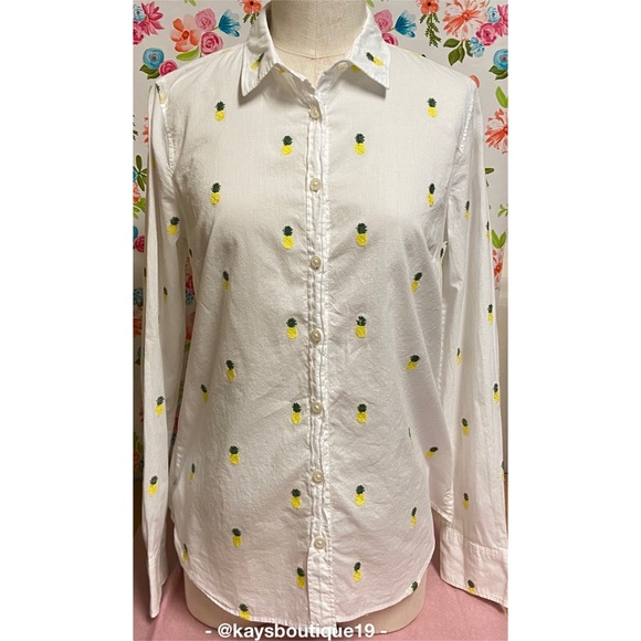 J. Crew Tops - J. Crew Pineapple Button Up Shirt Size S
